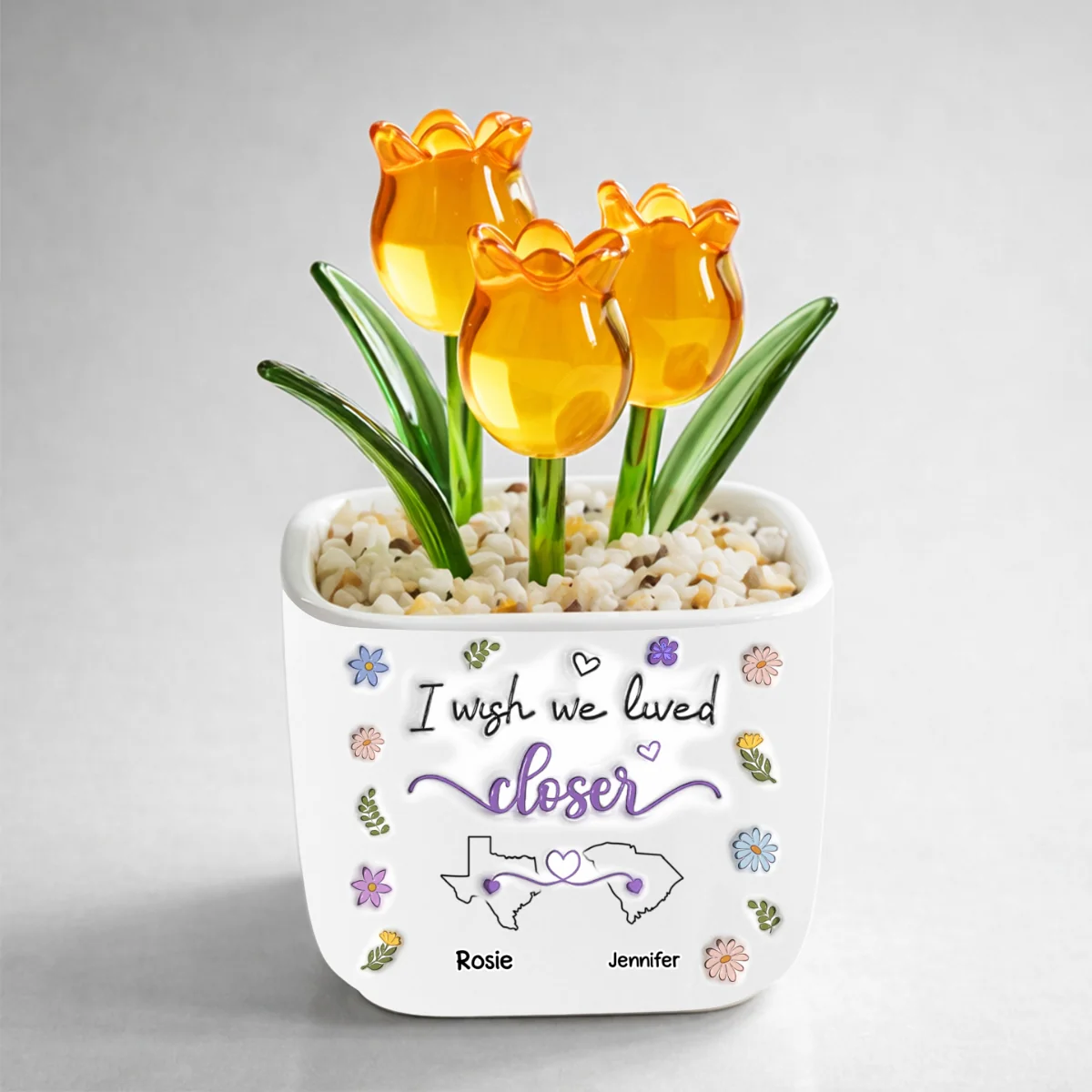 I Wish We Lived Closer More Friends Version - Personalized Custom Glass Everlasting Tulips - Image 13