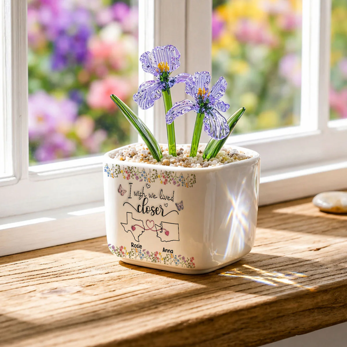 I Wish We Lived Closer - Personalized Custom Glass Birth Month Flower - Image 2