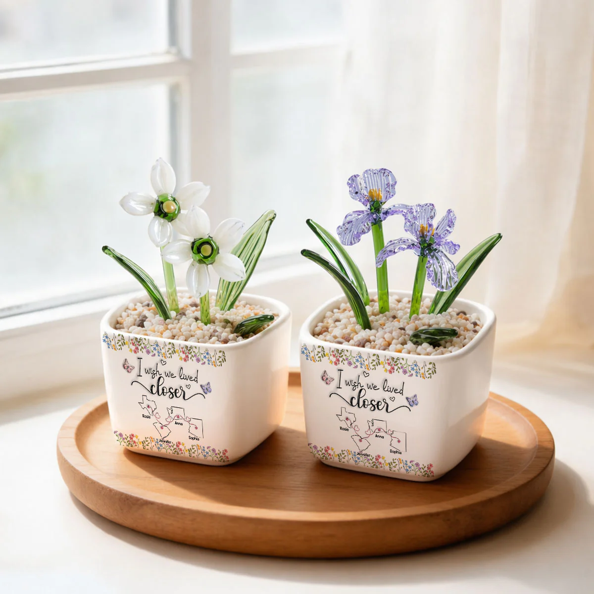 I Wish We Lived Closer - Personalized Custom Glass Birth Month Flower - Image 6