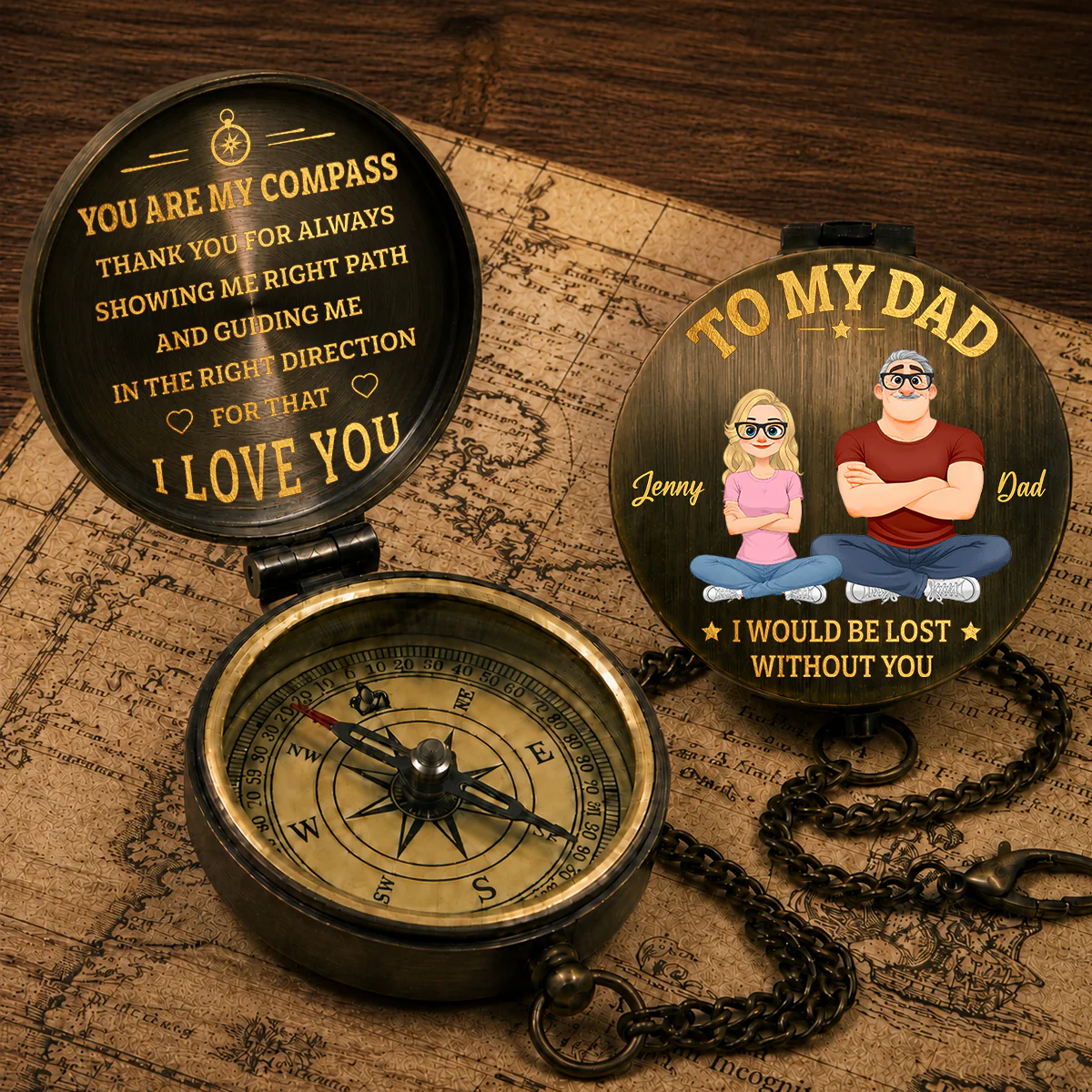 I Would Be Lost Without You - Personalized Custom Pocket Compass - Image 2