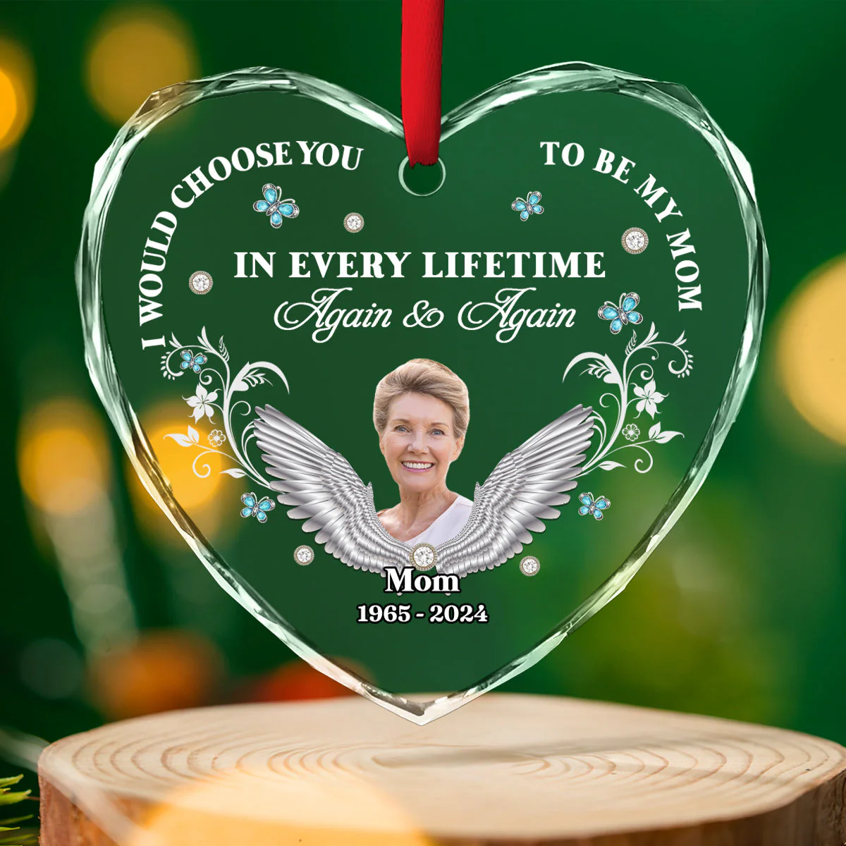 I Would Choose You My Mom - Personalized Custom Glass Ornament - Image 4