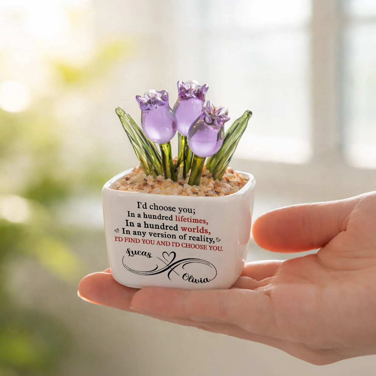I Would Choose You - Personalized Custom Glass Everlasting Tulips - Image 3