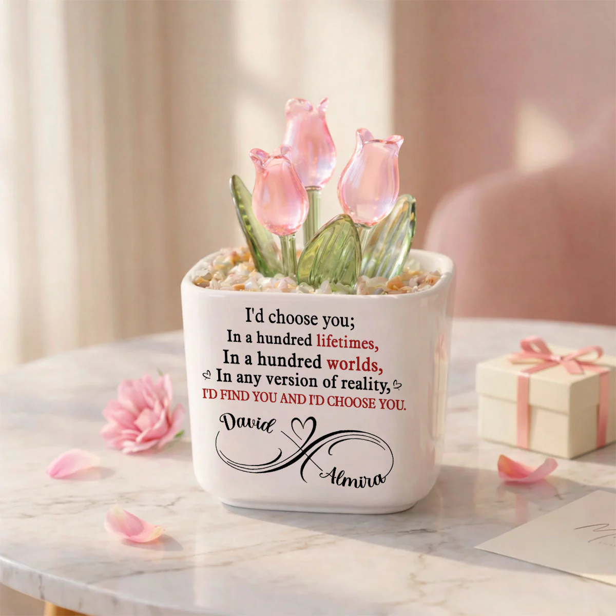 I Would Choose You - Personalized Custom Glass Everlasting Tulips - Image 5
