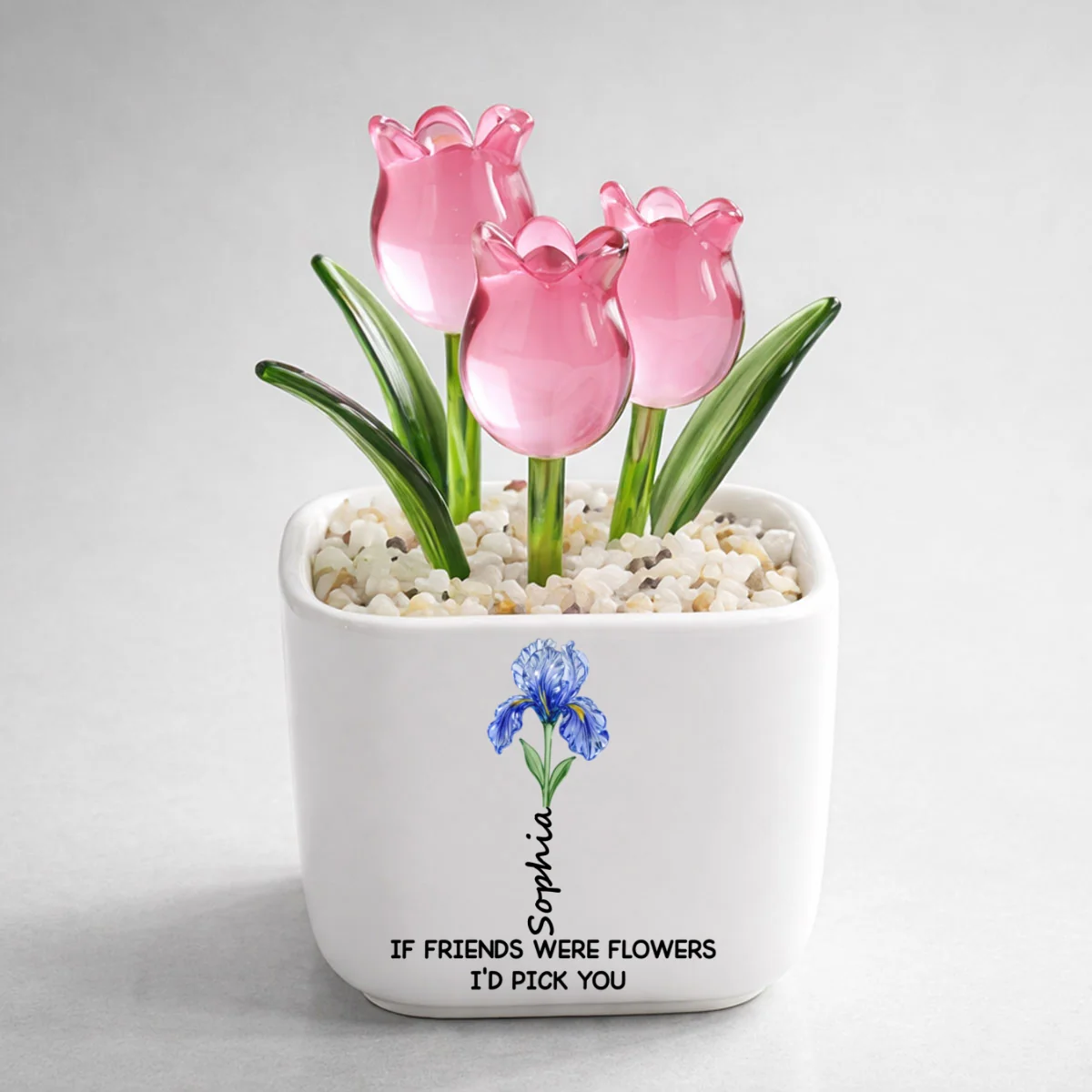 If Friends Were Flowers - Personalized Custom Glass Everlasting Tulips - Image 9