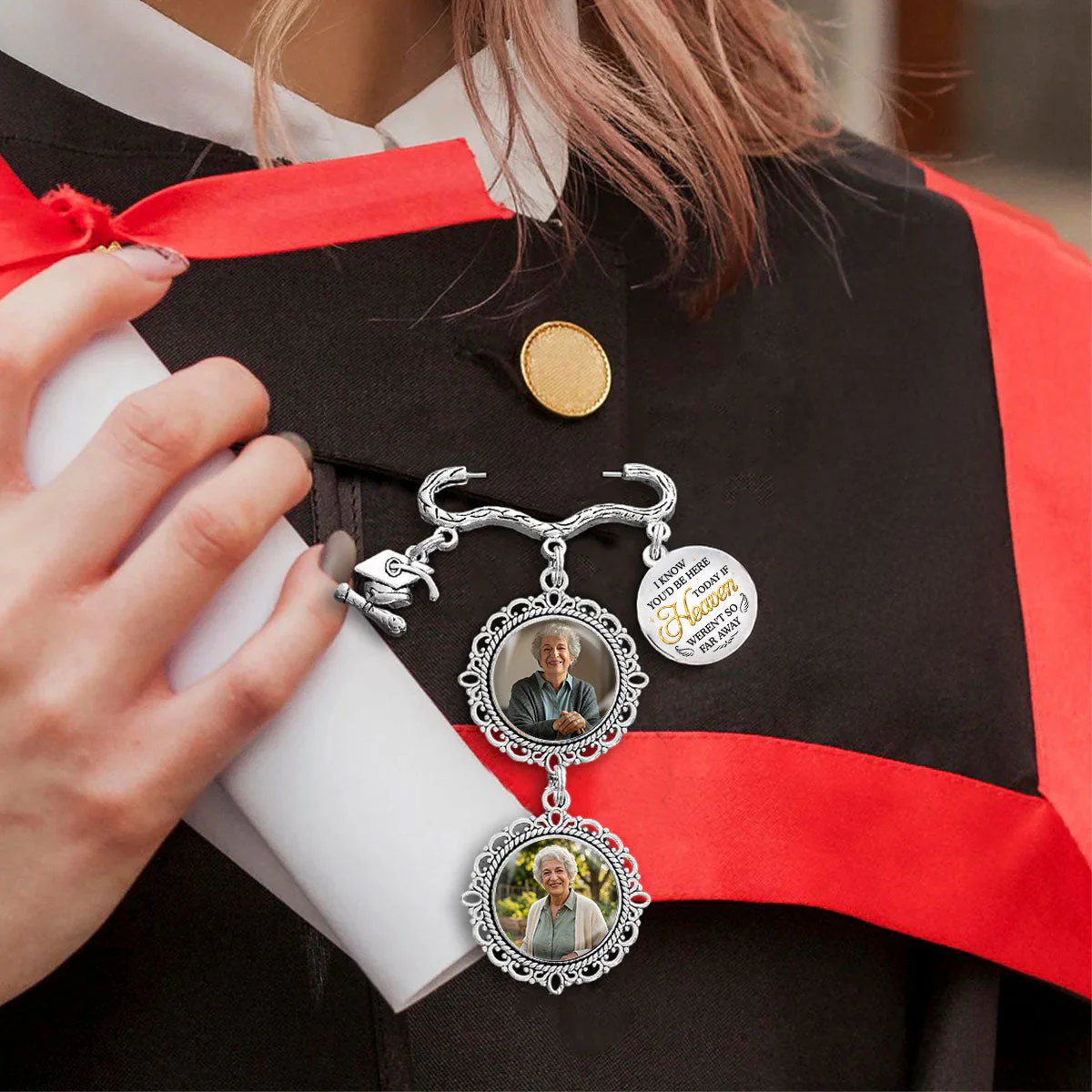 If Heaven Were Not So Far Away - Personalized Custom Graduation Tassel Pin - Image 4