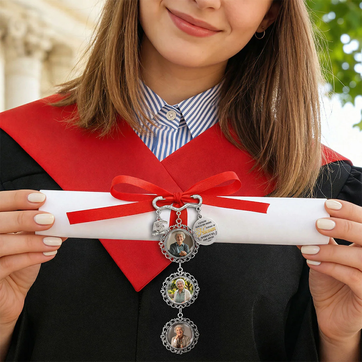 If Heaven Were Not So Far Away - Personalized Custom Graduation Tassel Pin - Image 5