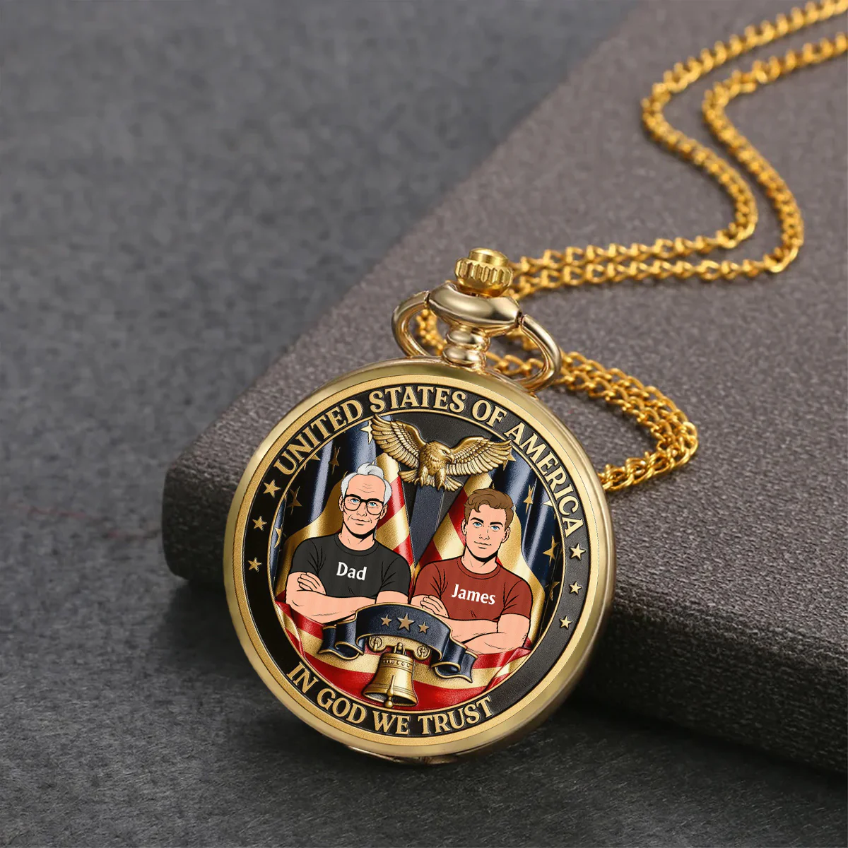 In God We Trust - Personalized Custom Print Pocket Watch - Image 2
