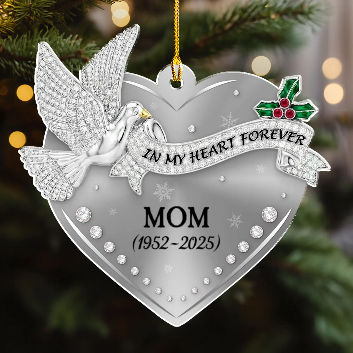 In Our Hearts - Personalized Custom Acrylic Ornament - Image 6