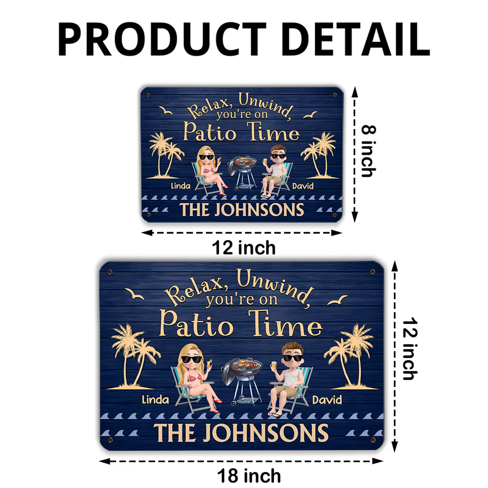 It Is Patio Time - Personalized Custom Metal Sign - Image 7