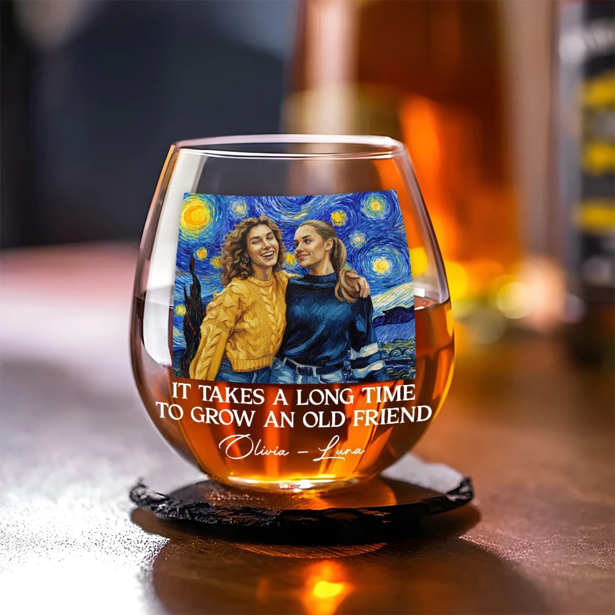 It Takes A Long Time Version 2 - Personalized Custom Wine Glass - Image 3