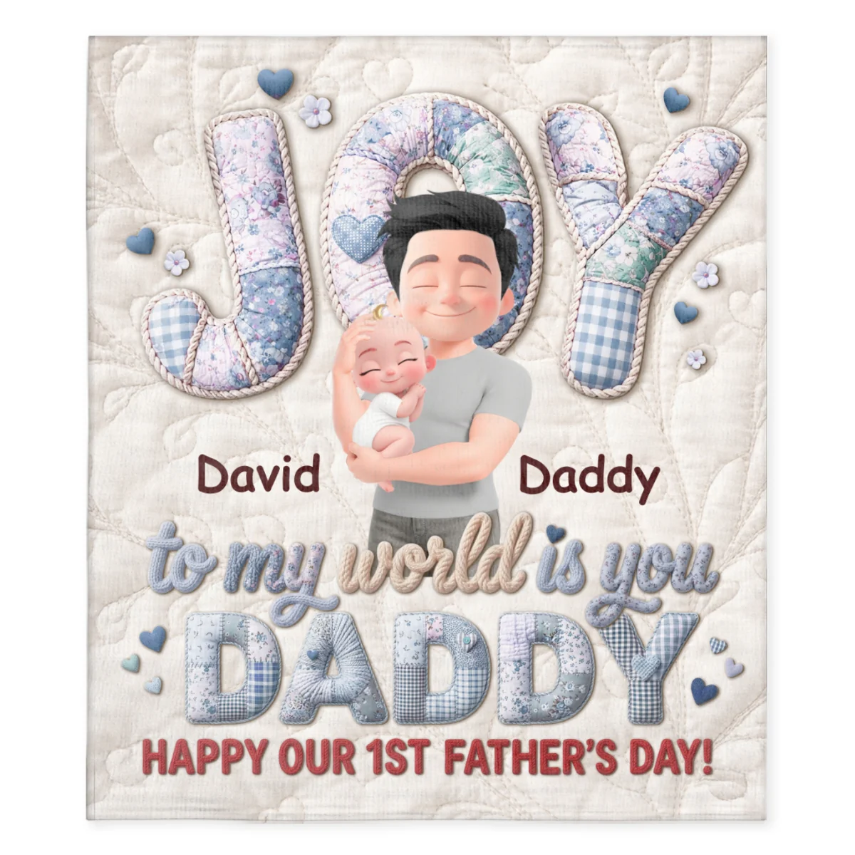 Joy To My World Is Daddy - Personalized Custom Fleece Blanket - Image 7
