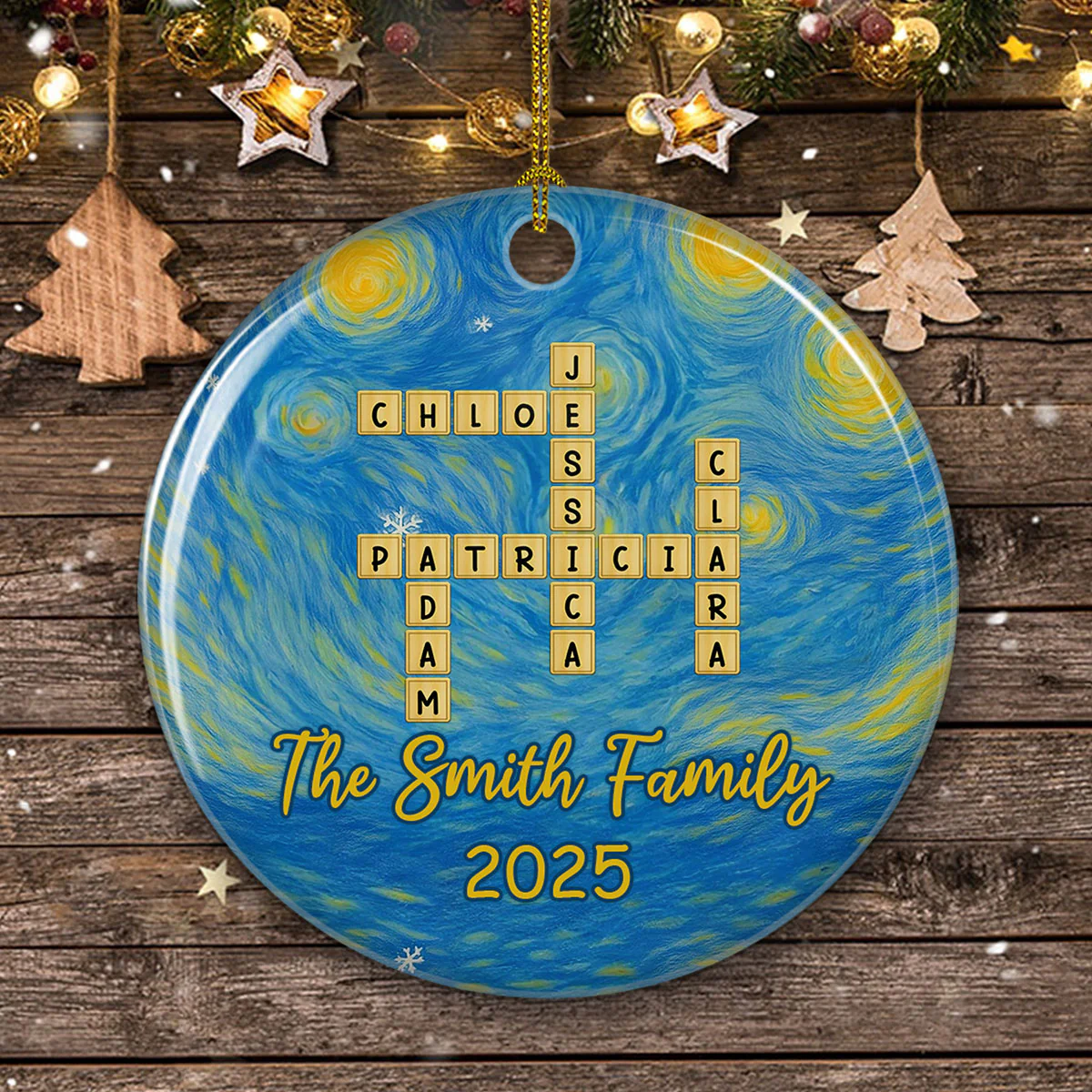 Joyful Family Christmas - Personalized Custom Ceramic Ornament - Image 4