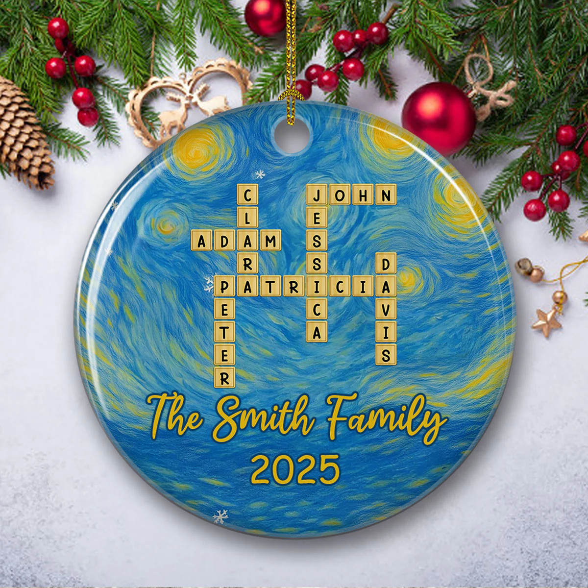 Joyful Family Christmas - Personalized Custom Ceramic Ornament - Image 5