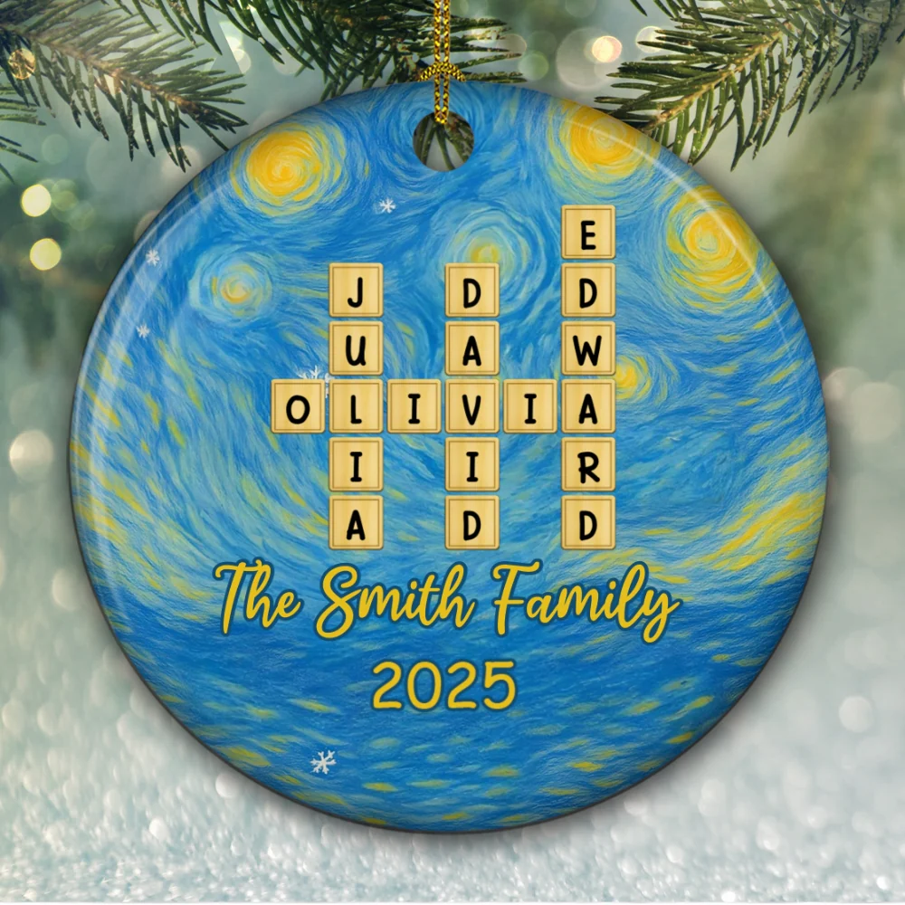 Joyful Family Christmas - Personalized Custom Ceramic Ornament - Image 6