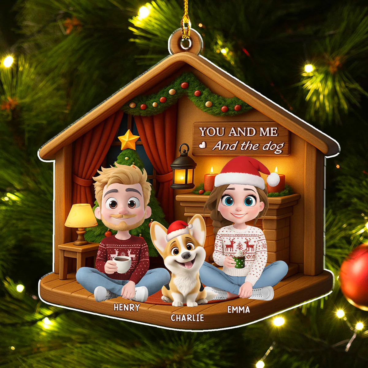 Joyful Home Forever Now - Personalized Custom 3D Effect Acrylic Ornament