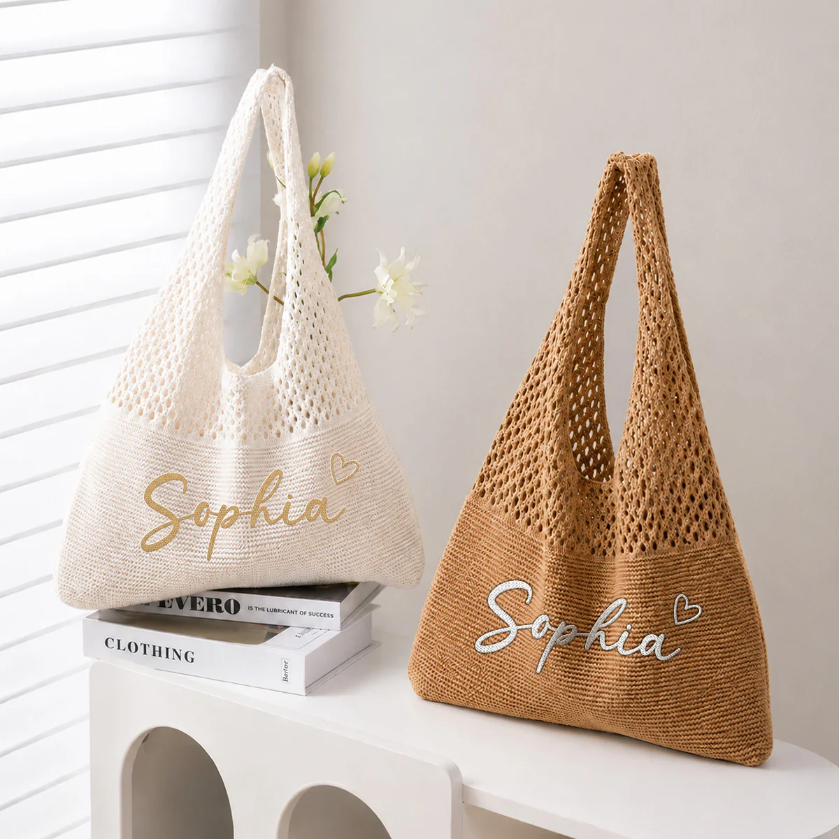 Just A Girl Loving The Beach- Personalized Custom Knitted Beach Bag - Image 2