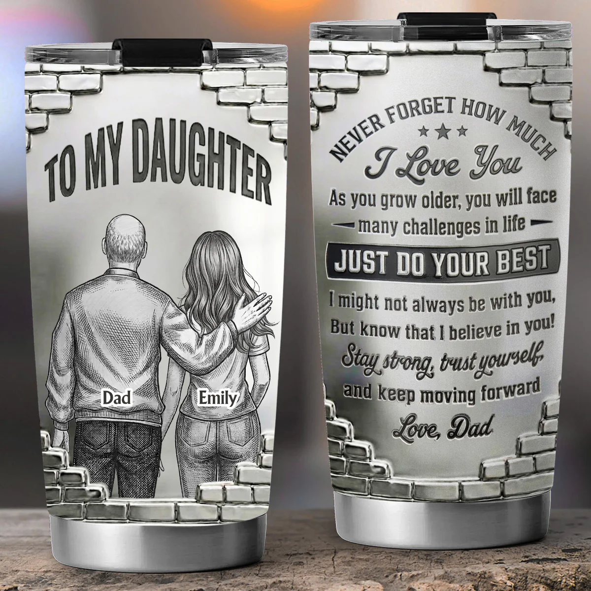 Just Do Your Best Daughter - Personalized Custom 3D Effect Tumbler - Image 5