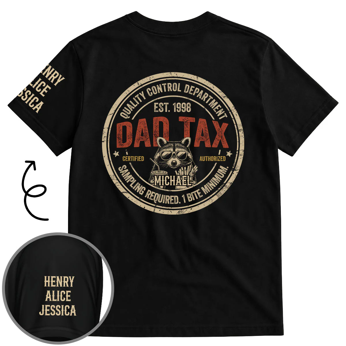 Just One Bite - Personalized Custom Shirt With Design On Sleeve