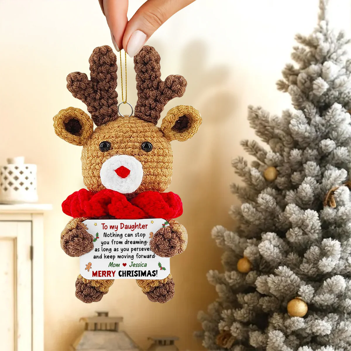 Keep Moving Forward - Personalized Custom Deer Crocheted Ornament - Image 2