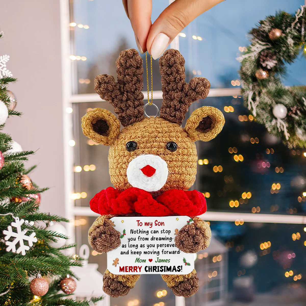 Keep Moving Forward - Personalized Custom Deer Crocheted Ornament - Image 4