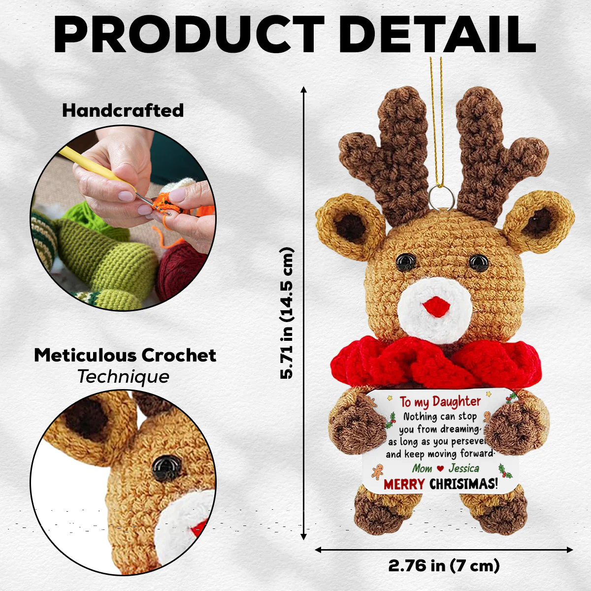 Keep Moving Forward - Personalized Custom Deer Crocheted Ornament - Image 5