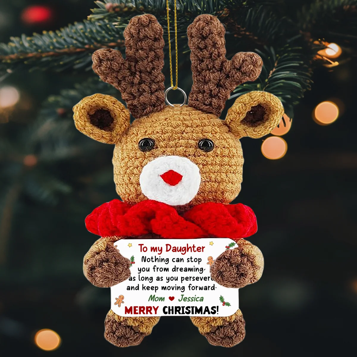 Keep Moving Forward - Personalized Custom Deer Crocheted Ornament - Image 6