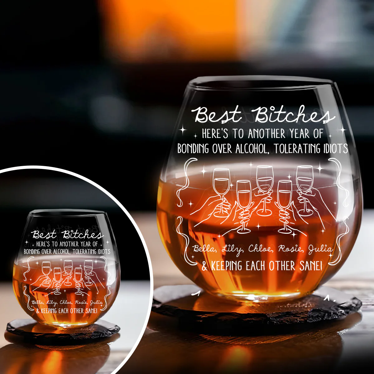 Keeping Each Other Sane - Personalized Custom Wine Glass - Image 3