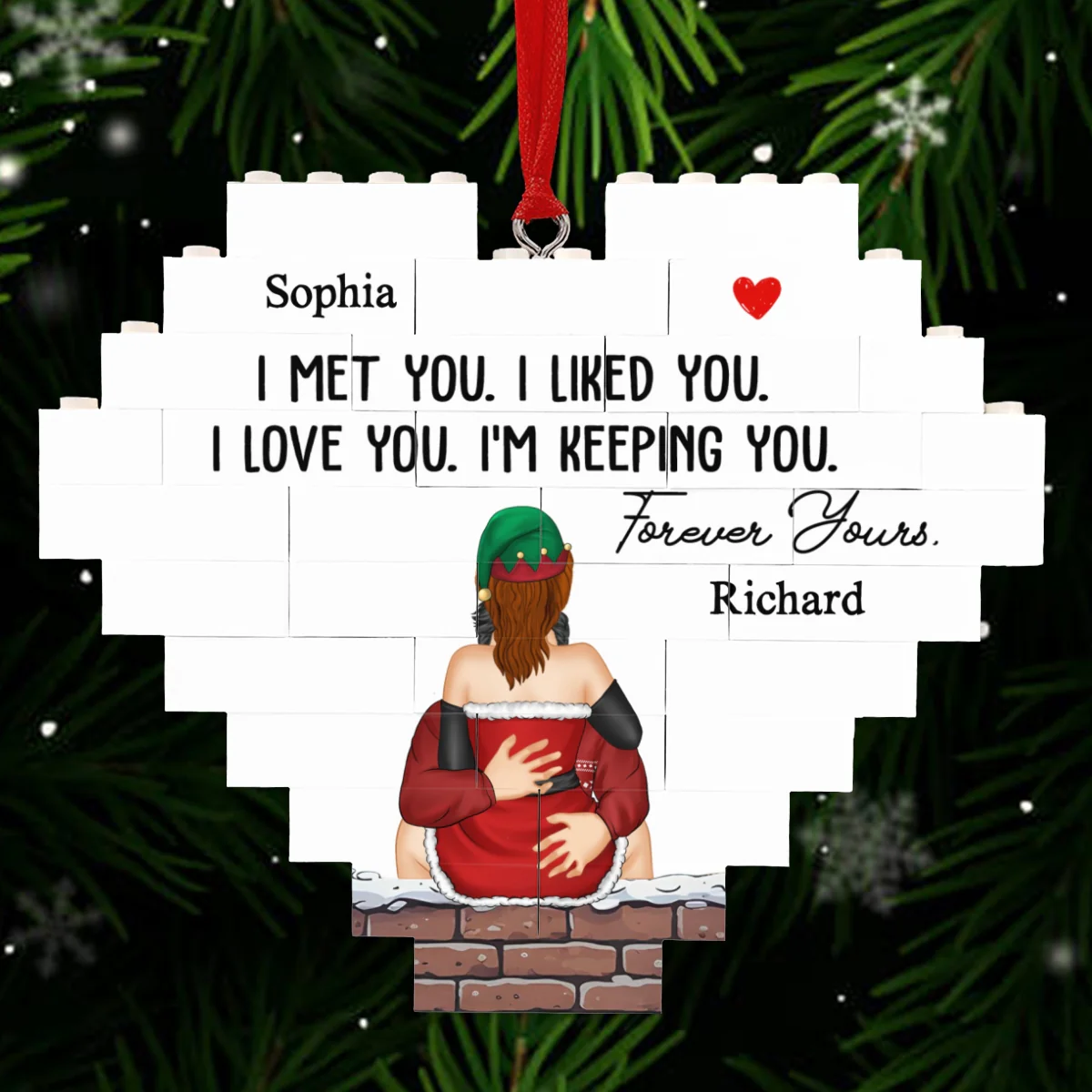 Keeping You Forever - Personalized Custom Heart Puzzle Ornament - Image 7