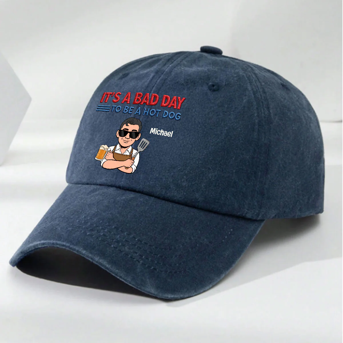 Ketchup Cannot Save You - Personalized Custom Vintage Washed Denim Cap - Image 5