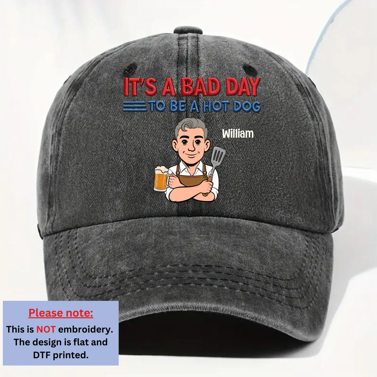 Ketchup Cannot Save You - Personalized Custom Vintage Washed Denim Cap - Image 7