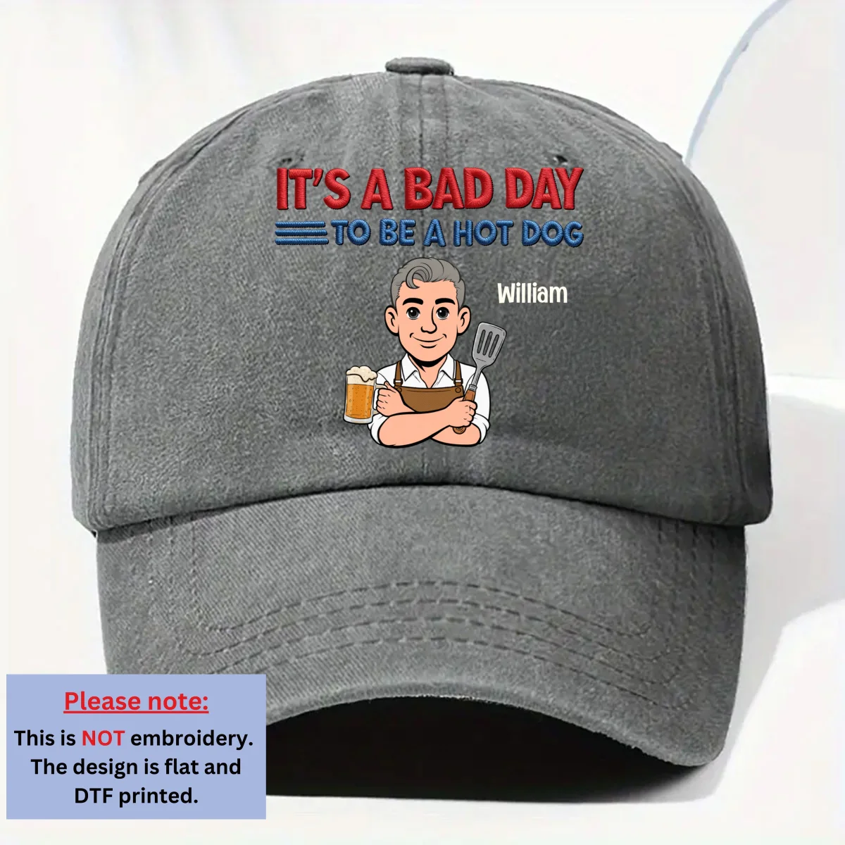 Ketchup Cannot Save You - Personalized Custom Vintage Washed Denim Cap - Image 8