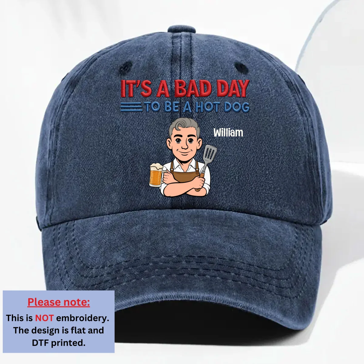 Ketchup Cannot Save You - Personalized Custom Vintage Washed Denim Cap - Image 9