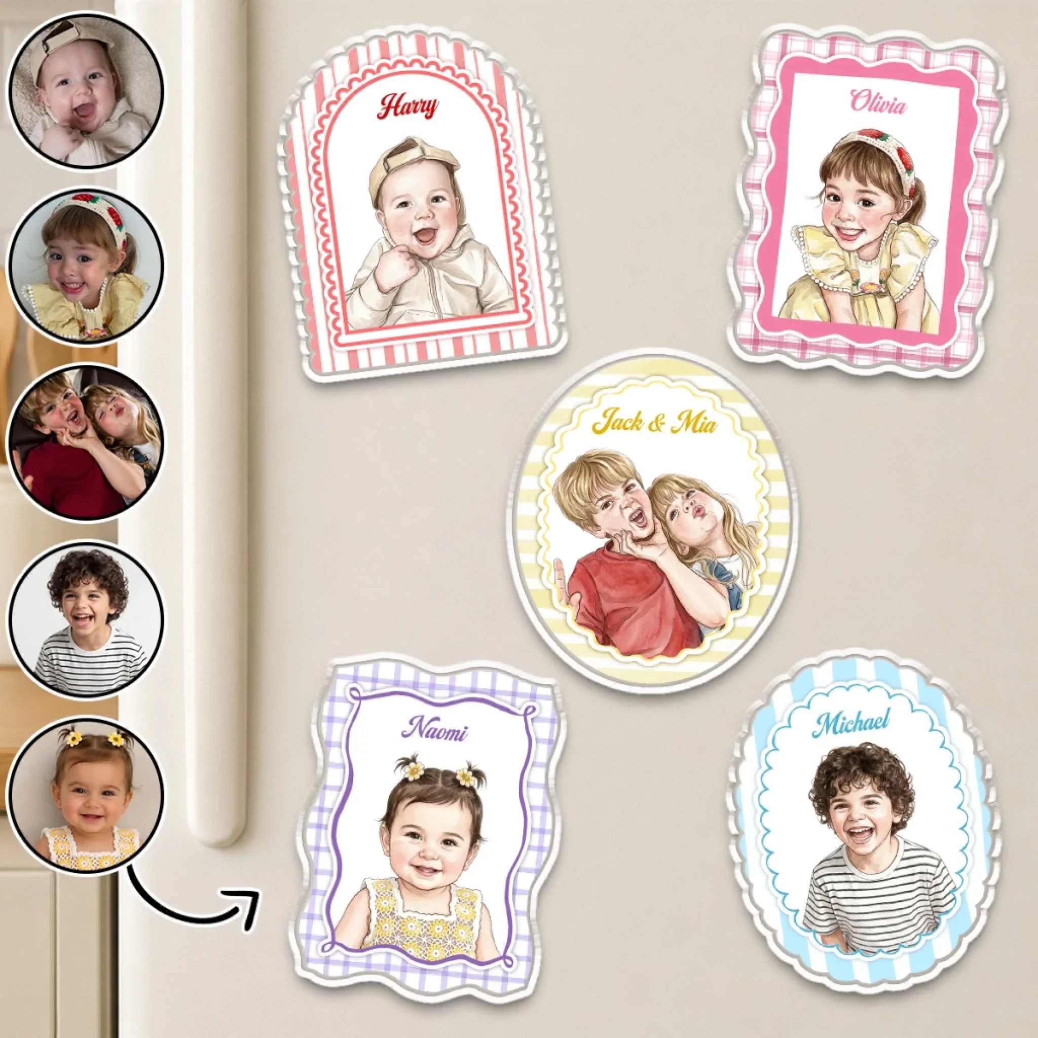 Kid Photo Watercolor - Personalized Custom Acrylic Fridge Magnet