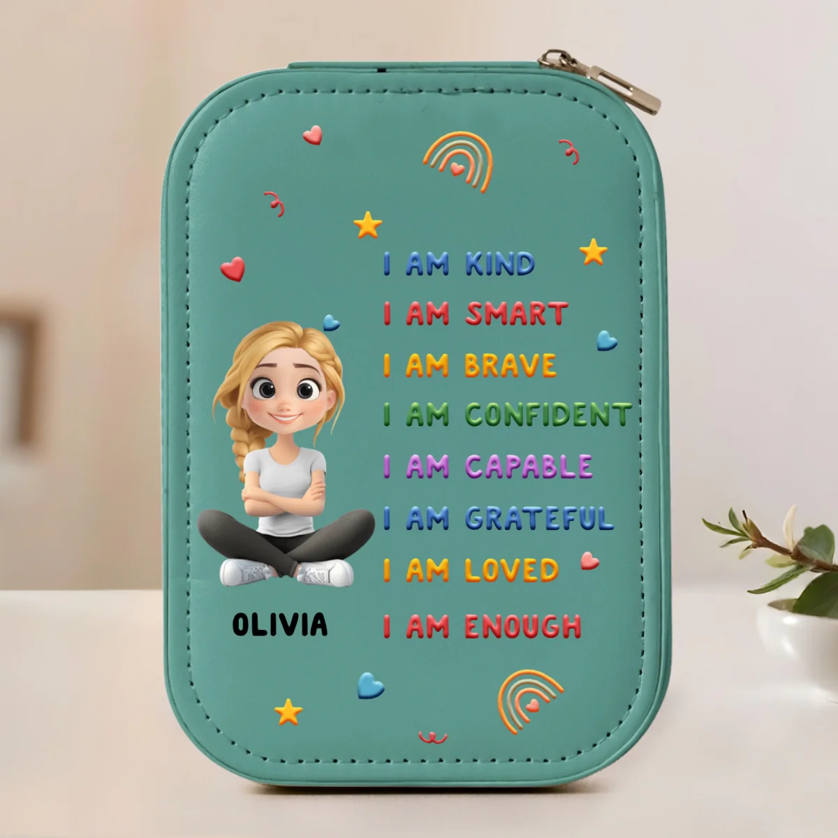 Kind Smart Loved Cartoonize - Personalized Custom Jewelry Box With LED Mirror - Image 7