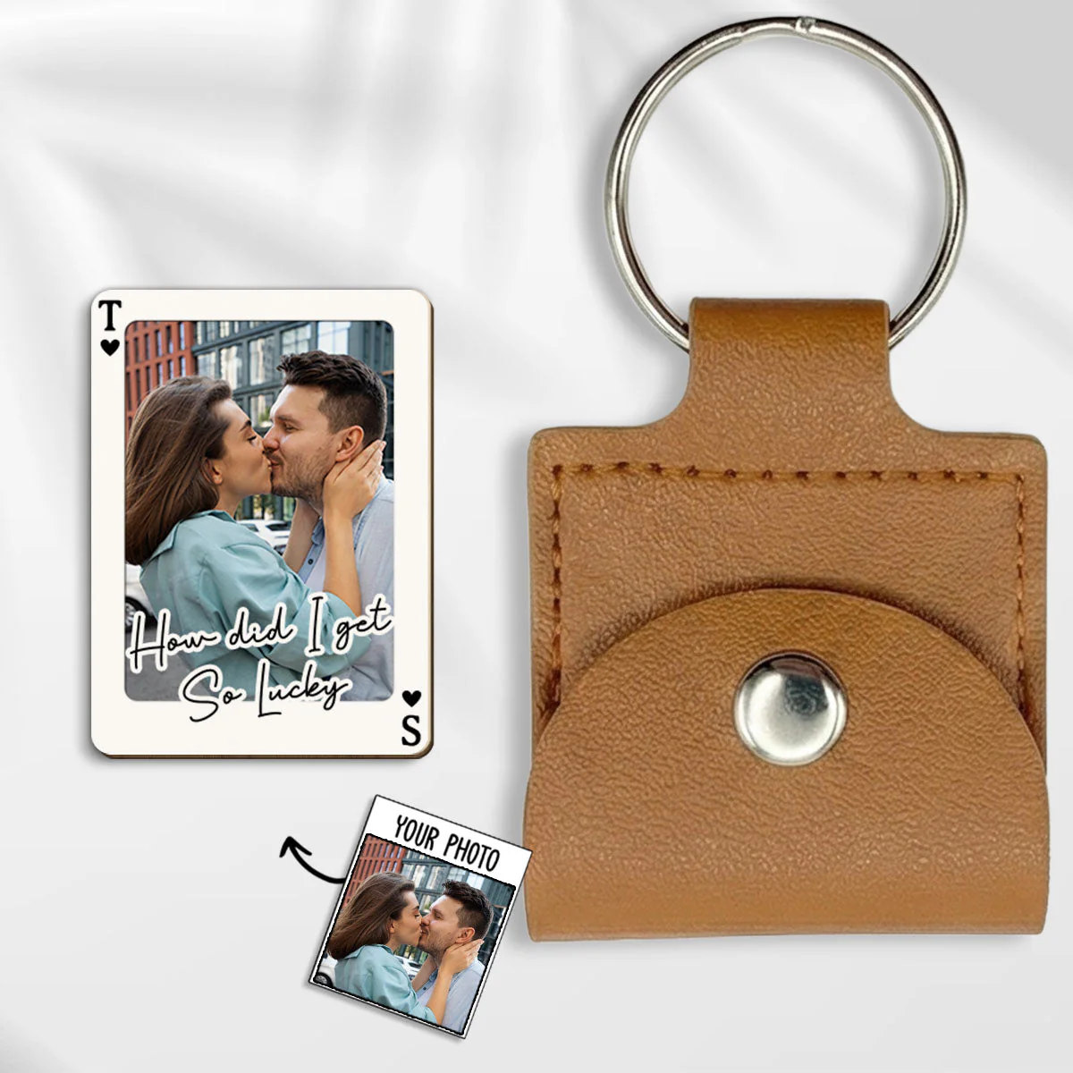 King And Queen Of Hearts - Personalized Custom Wooden Pocket Hug