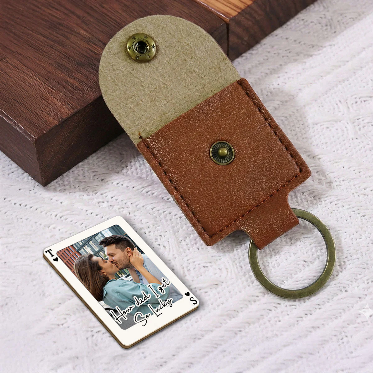 King And Queen Of Hearts - Personalized Custom Wooden Pocket Hug - Image 2