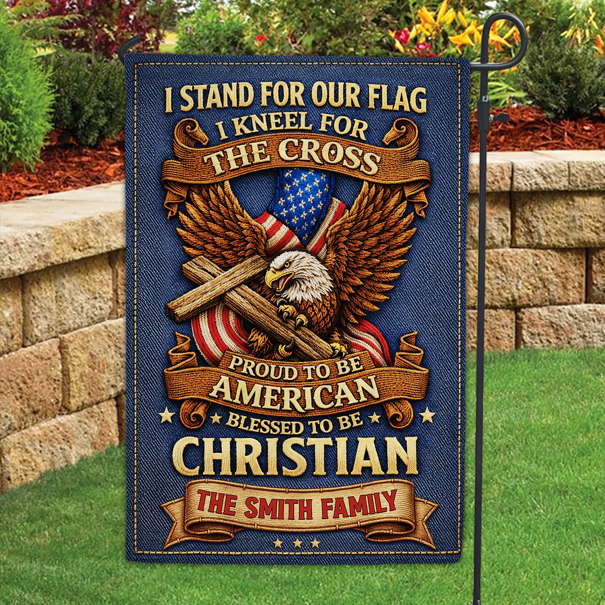 Kneel For Cross - Personalized 3D Effect Custom Flag