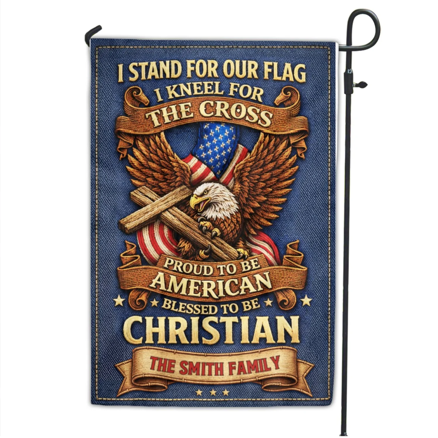 Kneel For Cross - Personalized 3D Effect Custom Flag - Image 6
