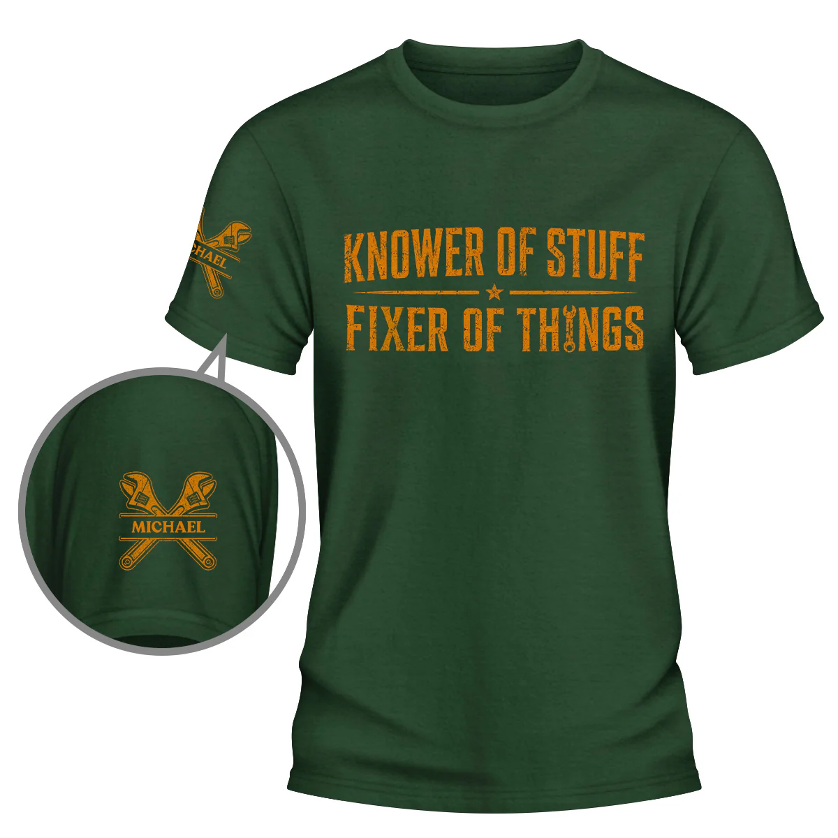 Knower And Fixer - Personalized Custom Shirt With Design On Sleeve - Image 6