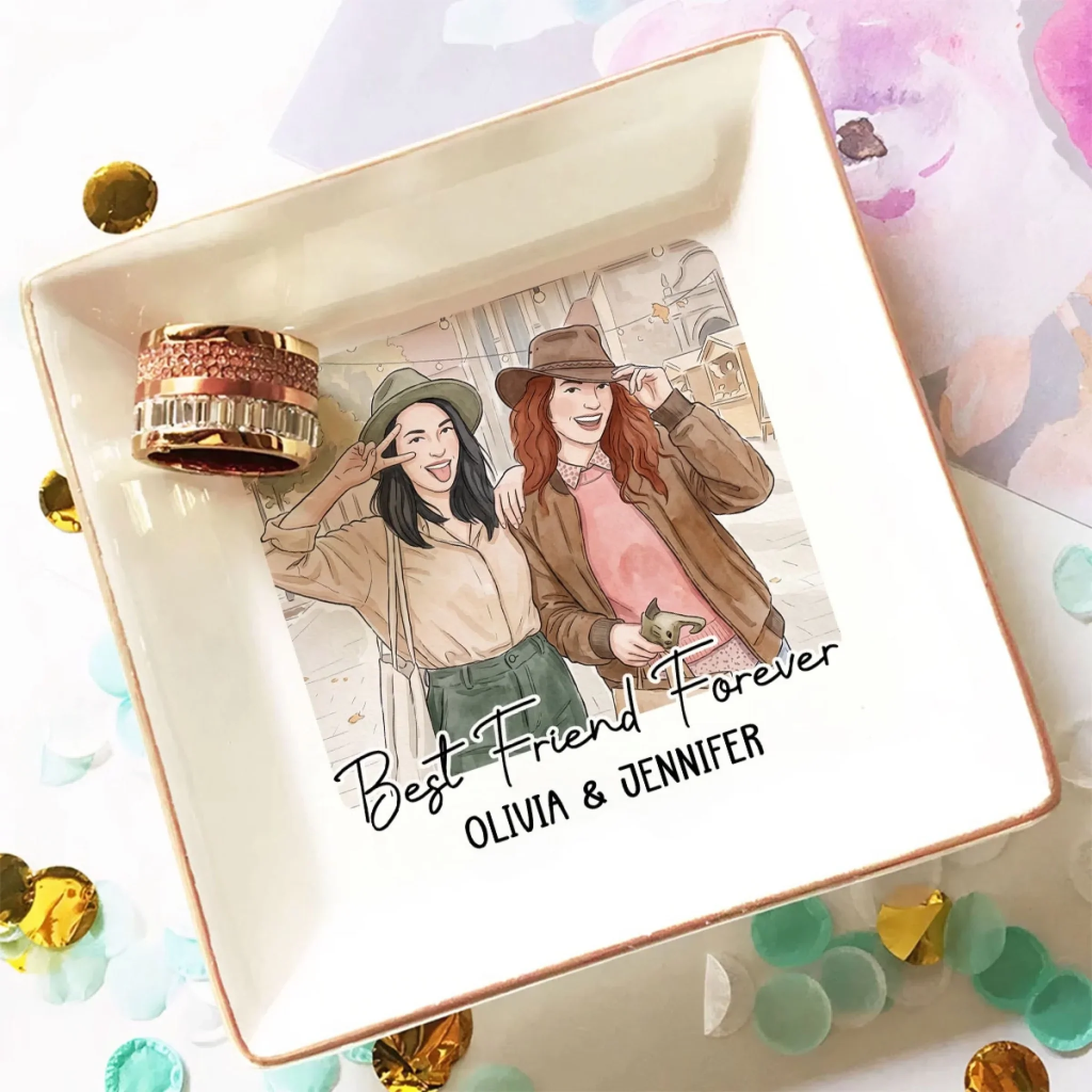 Laughing Together - Personalized Custom Jewelry Dish - Image 2