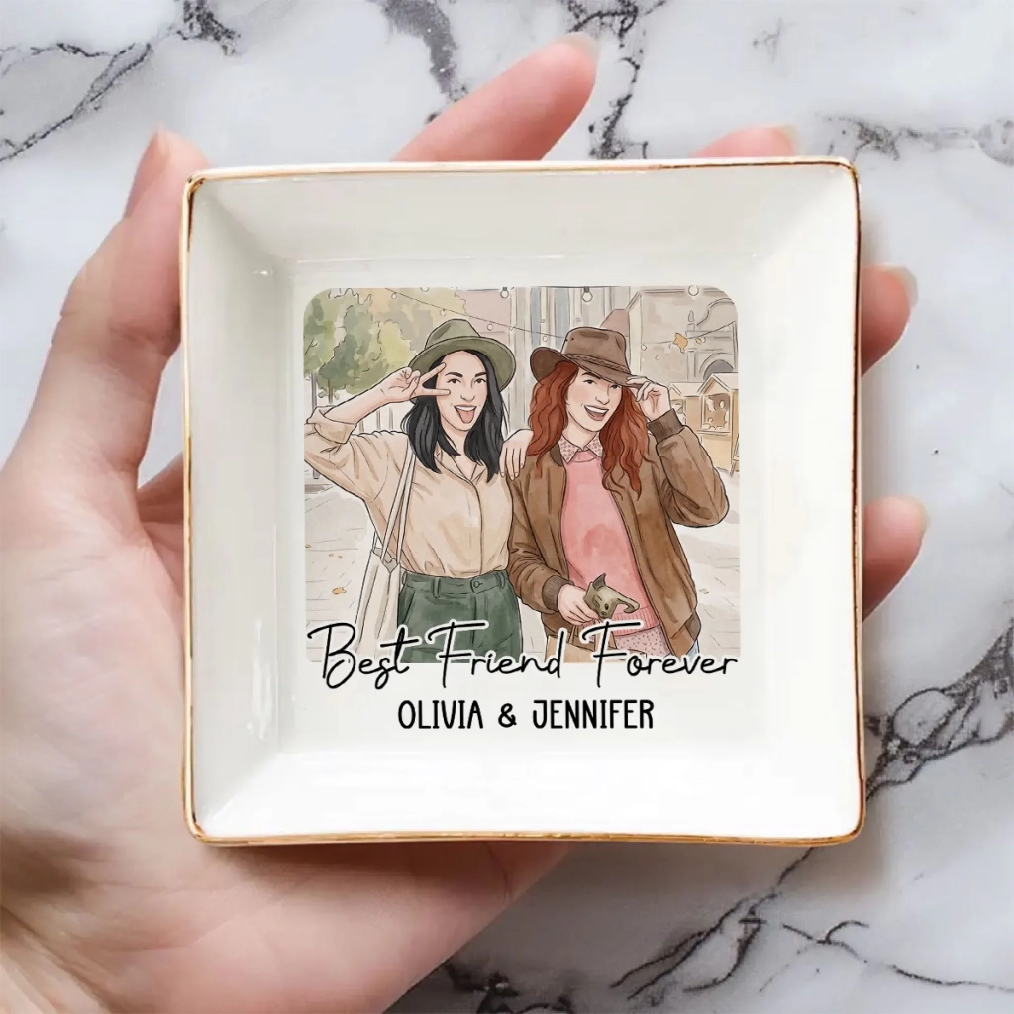 Laughing Together - Personalized Custom Jewelry Dish - Image 3