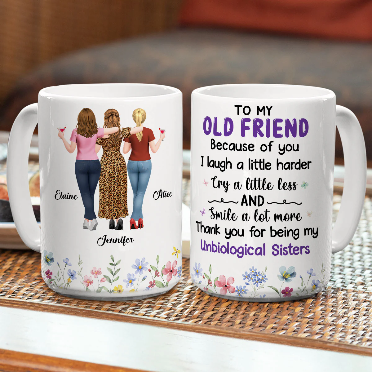 Laughter And Love Friendship - Personalized Custom Coffee Mug - Image 4