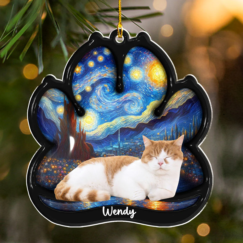 Lay Here With Cat Photo - Personalized Custom 3D Effect Acrylic Ornament - Image 4