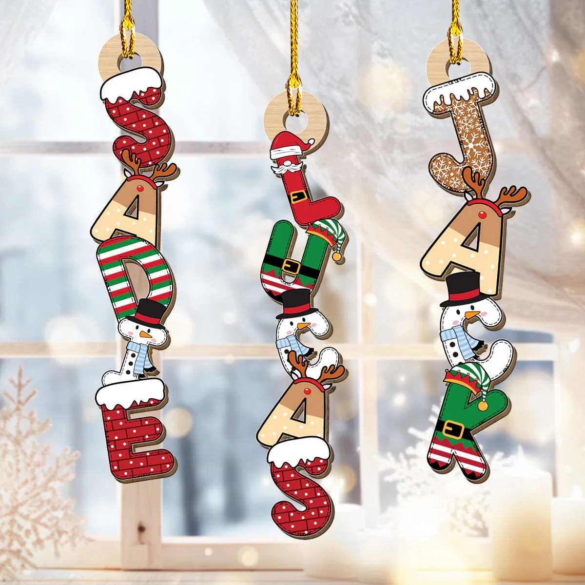 Letter Name Christmas - Personalized Custom Wood Ornament