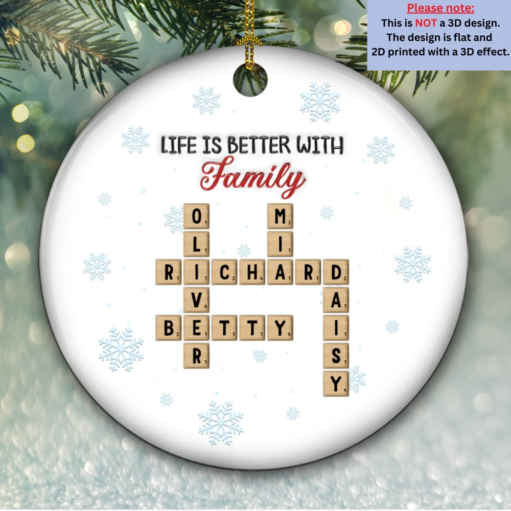 Life Is Better With Family - Personalized Custom 3D Inflated Effect Ceramic Ornament - Image 6