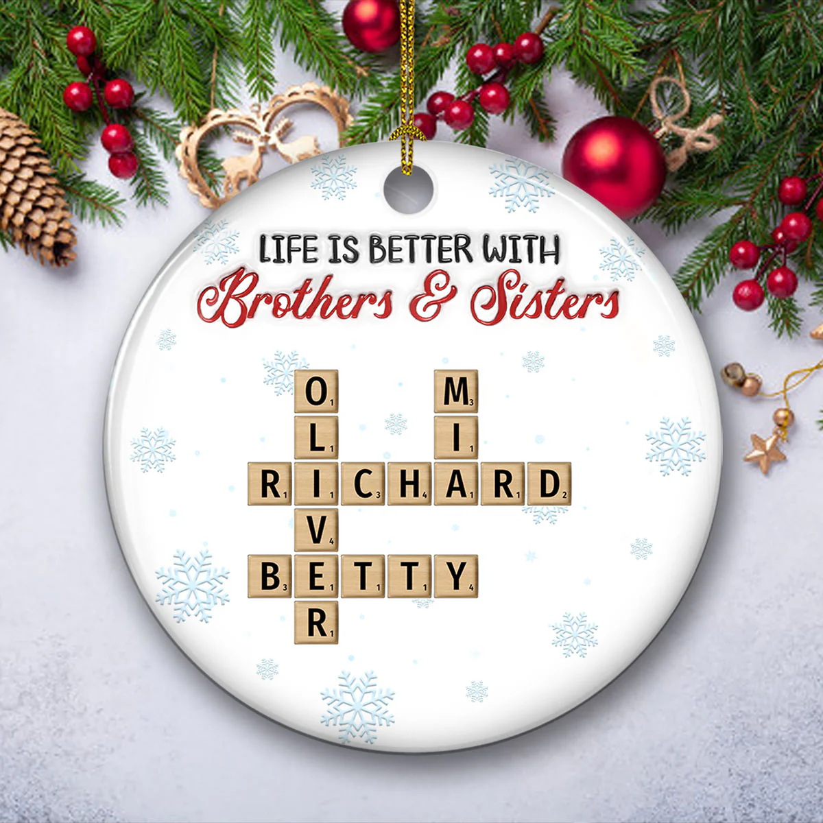Life Is Better With Friends - Personalized Custom 3D Inflated Effect Ceramic Ornament - Image 2