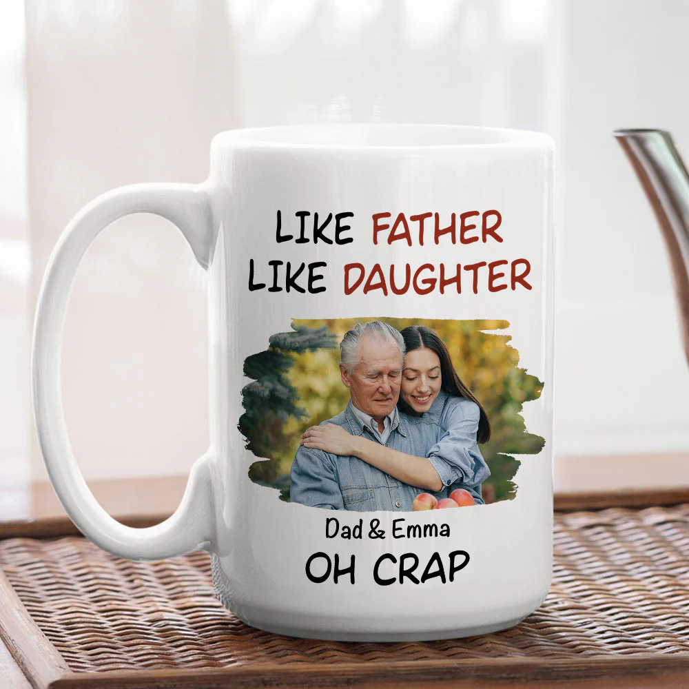 Like Father Like Daughter Cartoonized Photo - Personalized Custom Coffee Mug - Image 3