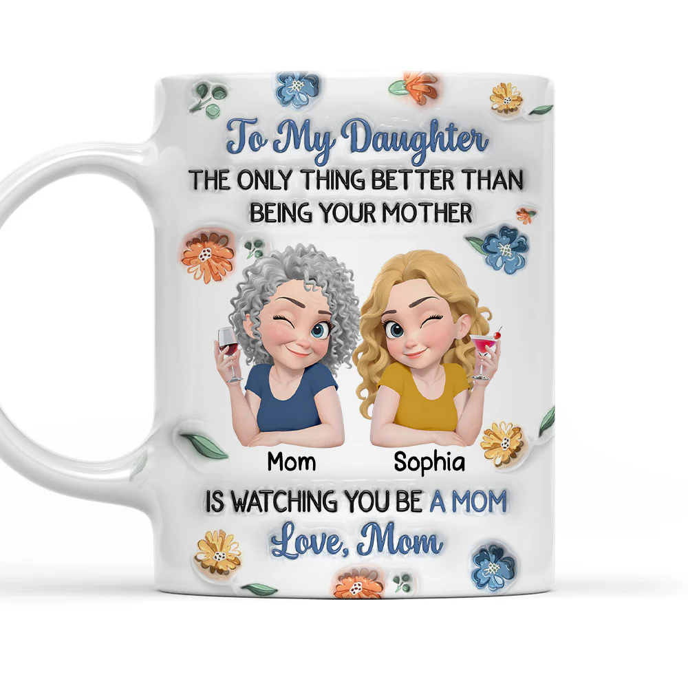 Linked Together Blue Cartoon - Personalized Custom 3D Inflated Effect Mug