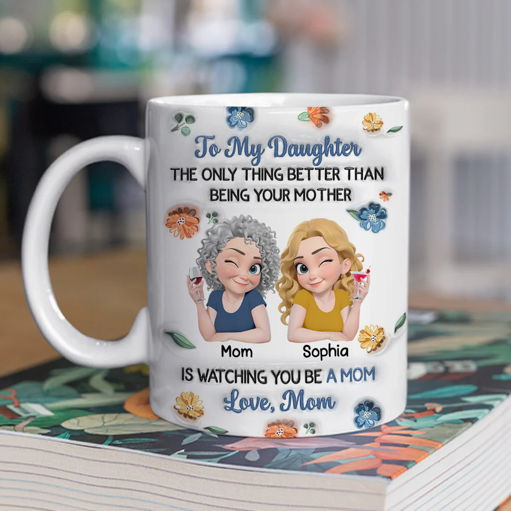 Linked Together Blue Cartoon - Personalized Custom 3D Inflated Effect Mug - Image 2