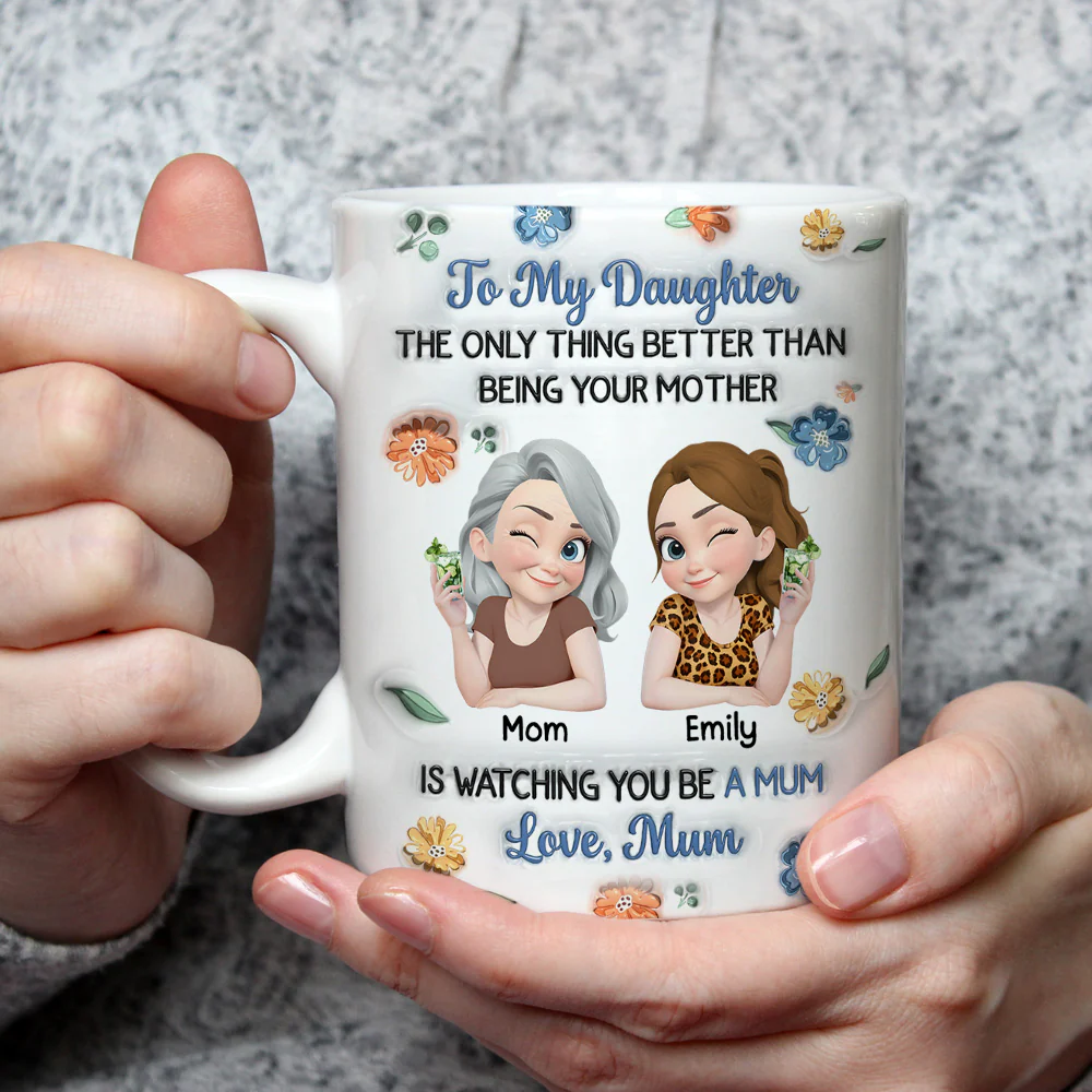 Linked Together Blue Cartoon - Personalized Custom 3D Inflated Effect Mug - Image 3